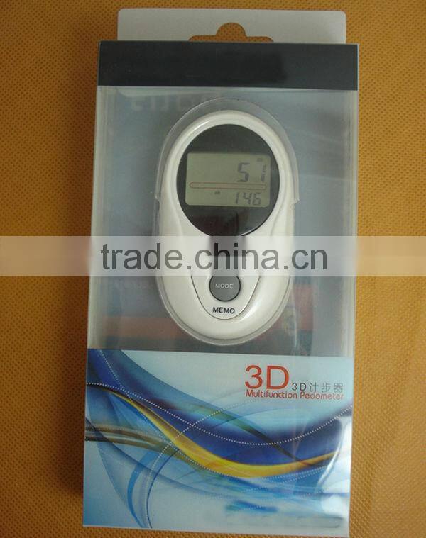 3d multifunctional pedometer waterproof for step,distance,calorie with clock,sleep,memory function