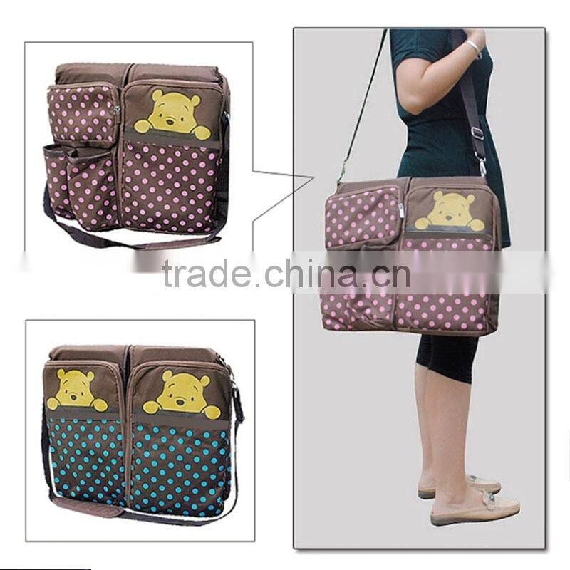 polyester with dot printing foldable travel diaper bags/ baby travel cot