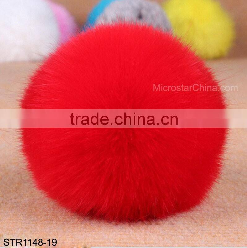 19 colors size of 10cm Cute Fluffy Ball imitation fox fur ball keychain Pendant Handbag Charm Keyring