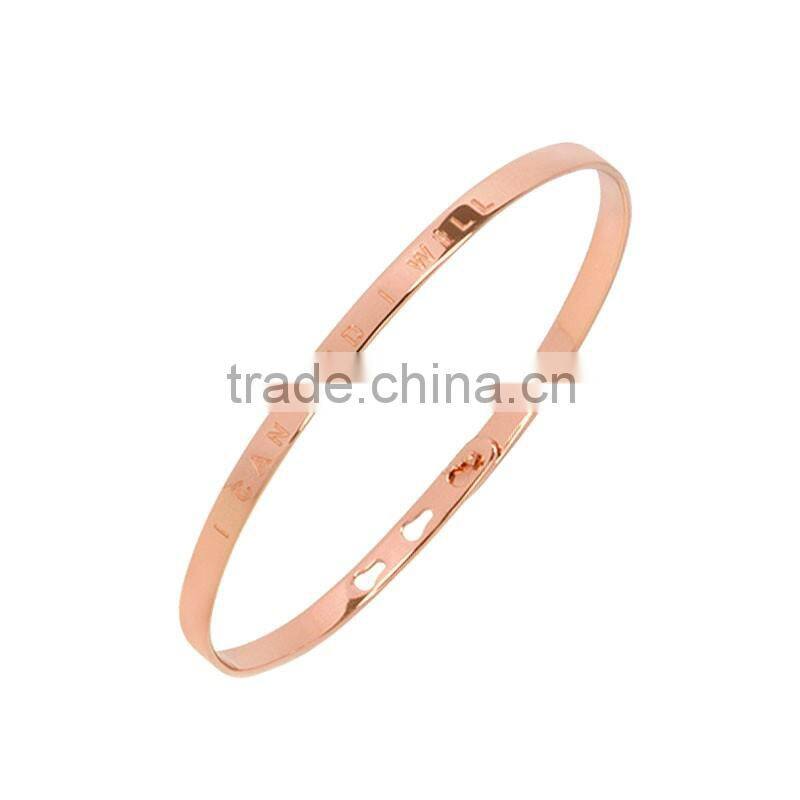 Memories Bangles with Customize Design Word 'I CAN AND I WILL' with 4mm/7mm Width