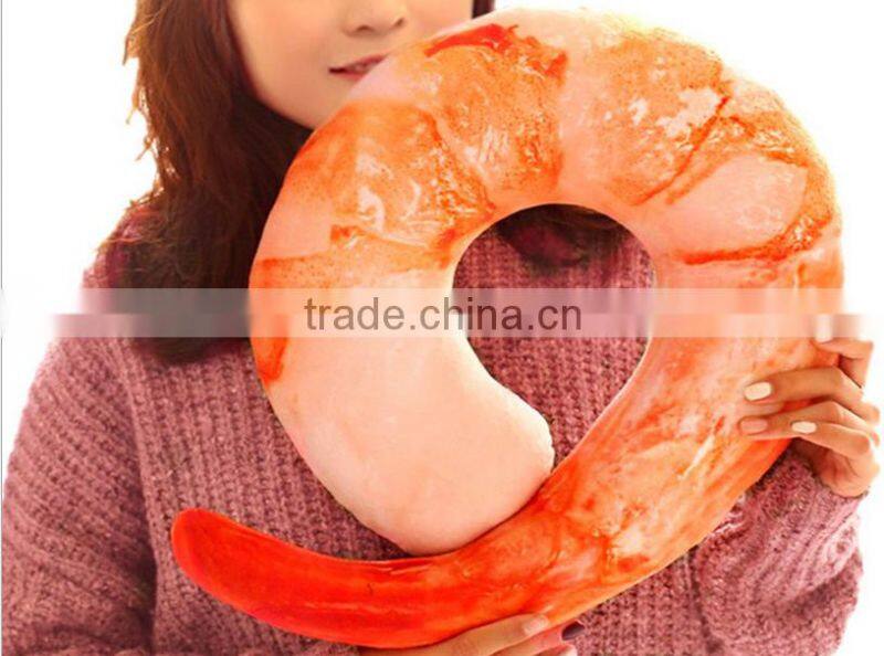 creative simulation shrimp pepper eggplant and U shape croissant imitated plush stuffed sleeping neck pillow cushion toy
