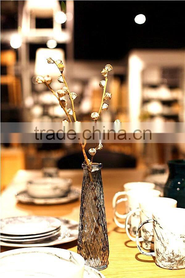 clear table small mouth glass flower vases for home decoration