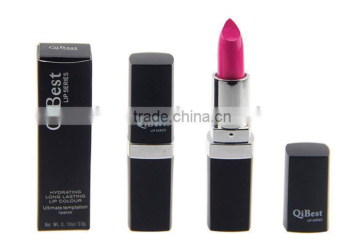 Fashion 12 color matte lipstick black tube purle red pink color longlasting waterproof lipstick