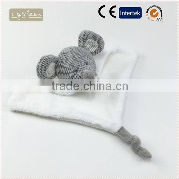 I-Green Toy Series-Fashional Style Promotional Knit Stuffed Cotton mouse baby towel Knitted mouse Napkin