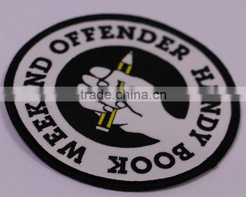 High quality custom iron on towel embroidery woven patches for garment