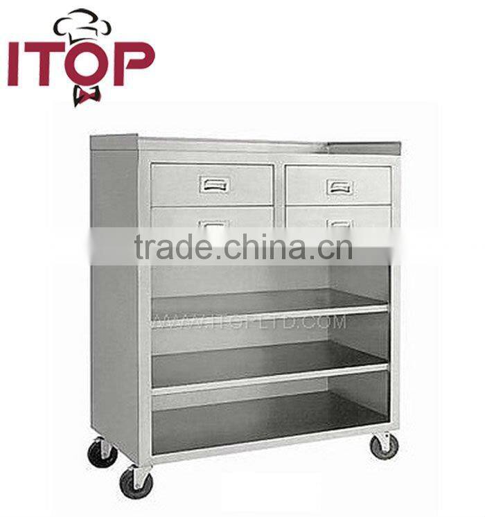 stainless steel AISI201 Movable Cabinet with 4 Drawers