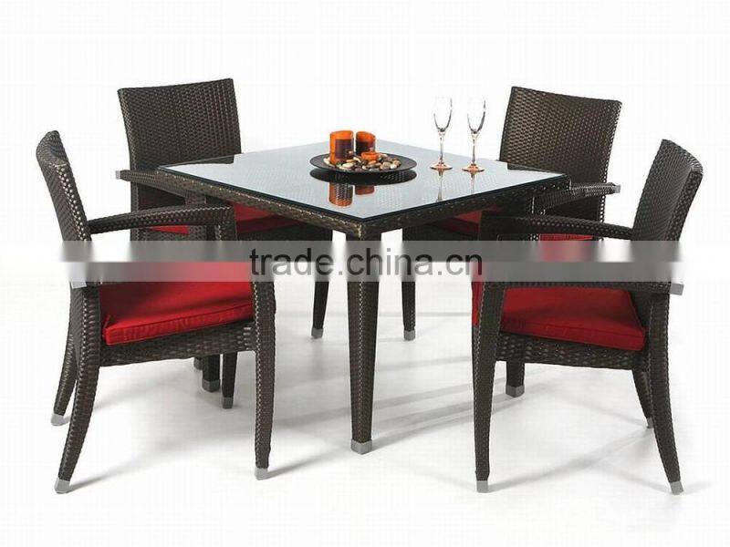 Wicker Furniture Synthetic Rattan Outdoor Dining Set (1.2mm alu frame powder coated,10cm thick cushion, waterproof fabric)