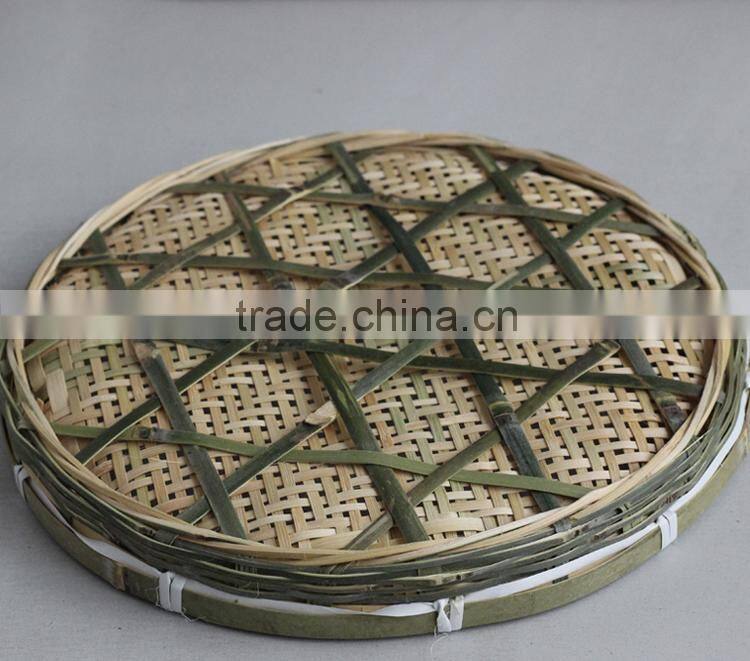 Flat bamboo weaving sieve basket