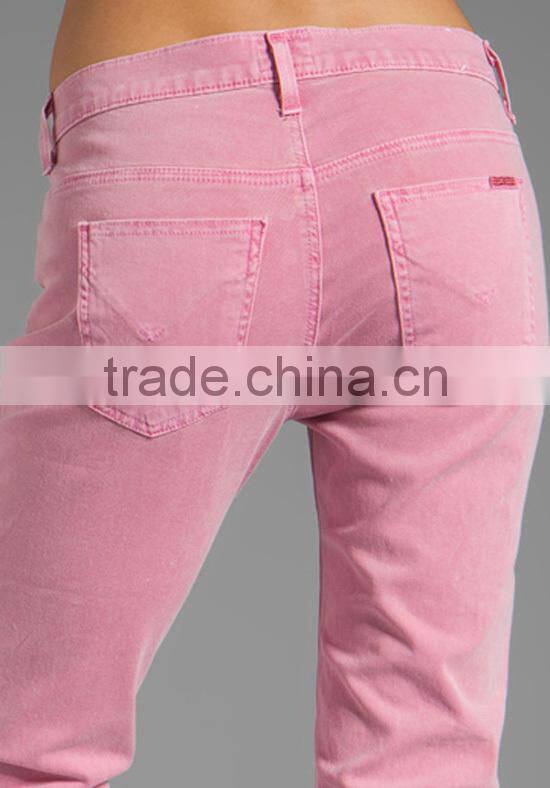 pink lady cropped jeans for women oem jeans cropped denim pants JXQ207