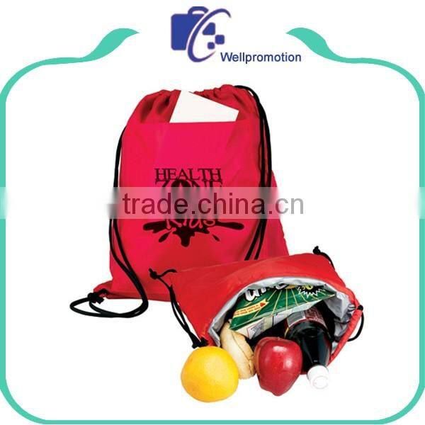 Custom soft polyester thermal drawstring cooler bag