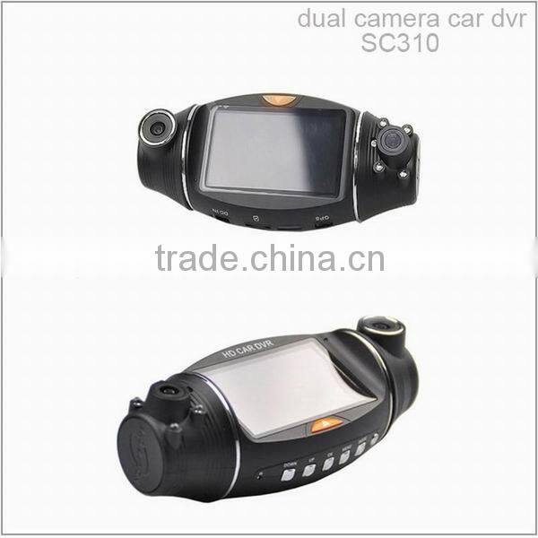 4 infrared LEDs 2.7 inch LCD display 120/140 degree wide angle high resolution car dvr gps dual camera