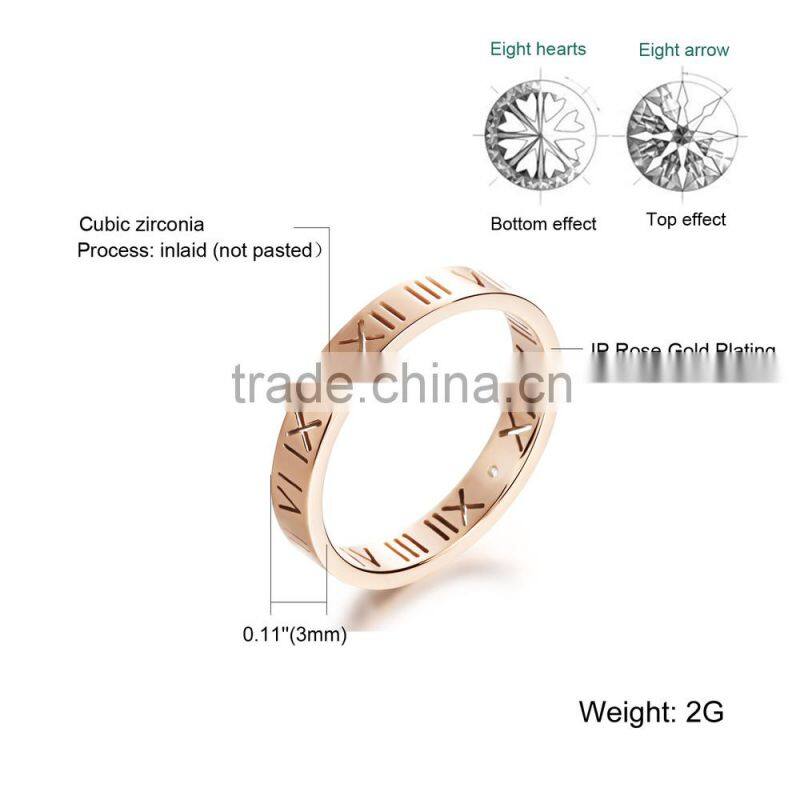 Wholesale New Fashion Jewelry Stainless Steel Rose Gold Ring With Letter Design