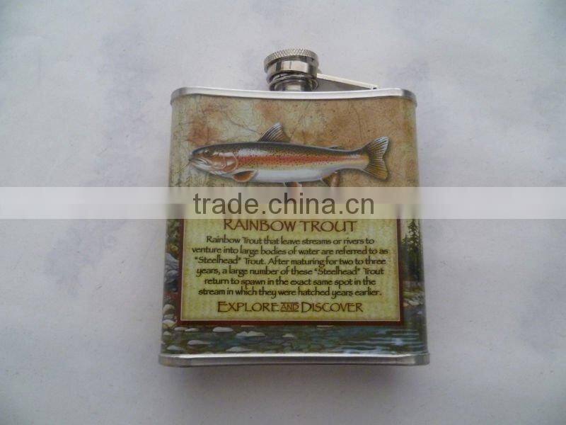 6oz Water-tranfer hip flask stainless steel