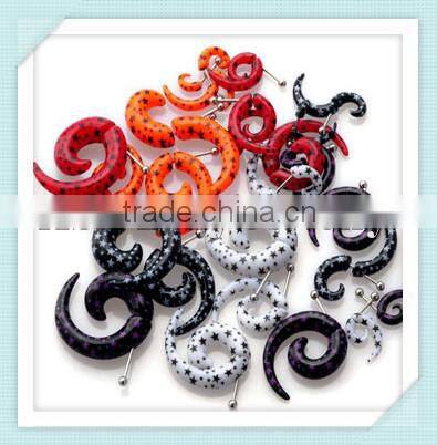 Fashionable UV acrylic body piercing jewelry ear spiral