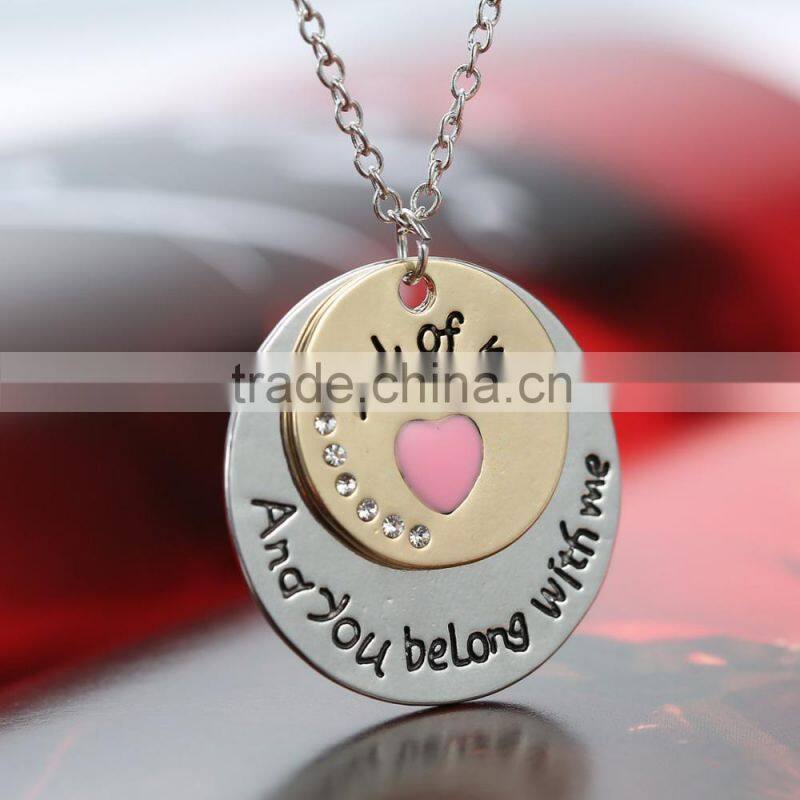 Mother's Day Gift Zinc Alloy Crystal MOM Football Necklace