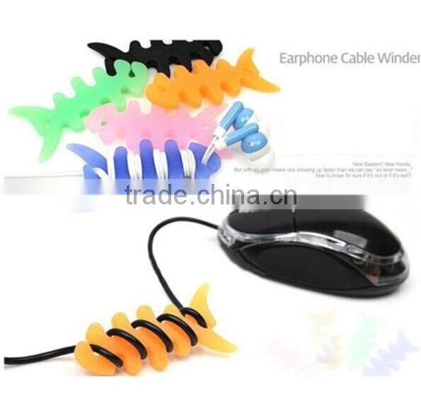 Fish Bone Silicone Earbud Cable Winder / Earphone Cord winder / Cable Wire Organizer