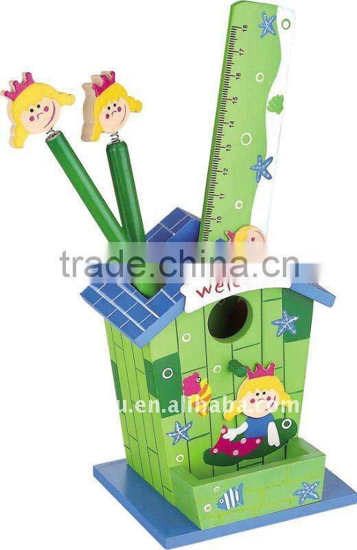 wooden pencil holder