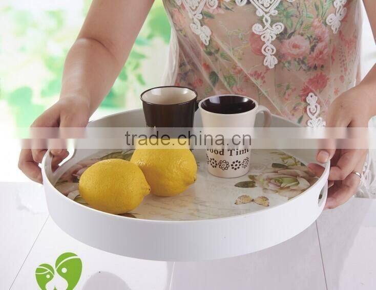 with hander bottle/fruit/coffee tray