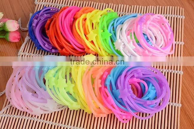 New Design Custom Silicone Wristbands With Five Star , Custom Silicone Wristbands Glow In Dark
