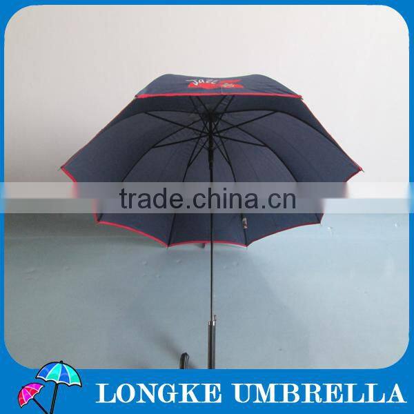 Pongee fabrci customer design navy blue color with red border 24" straight umbrella a