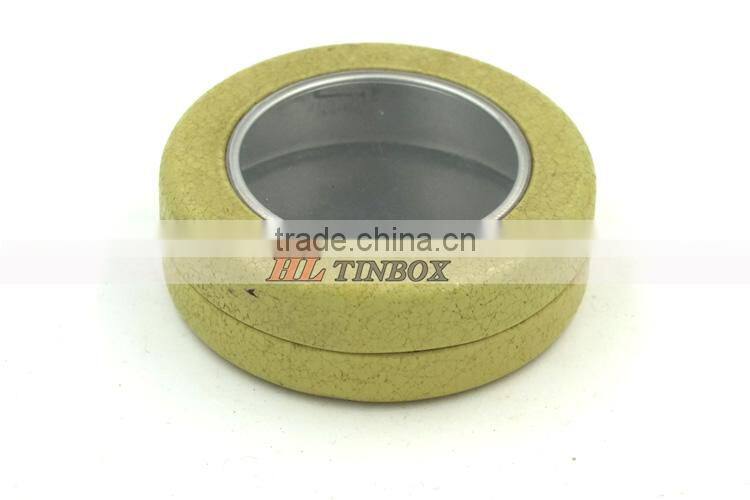Round Tin Can with Clear PVC Pet Window