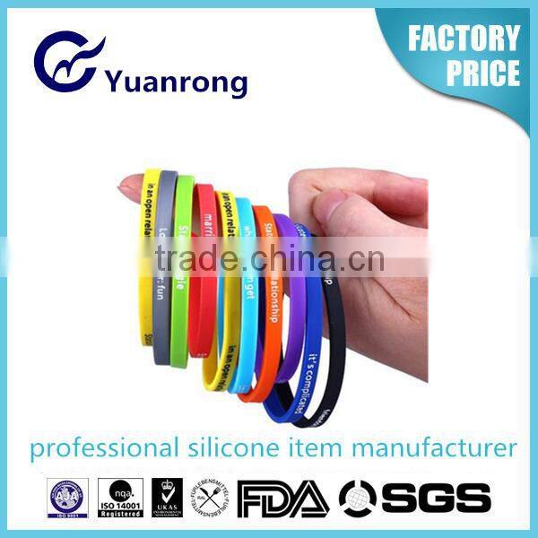 Comfortable and Colorful Silicone Wristband for Party and Wedding Gifts