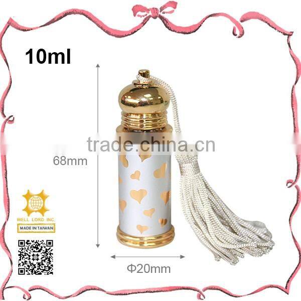 Adorable pink base golden cap aluminum empty oil bottle