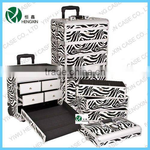zebra professional rolling makeup case aluminum trolley makeup case