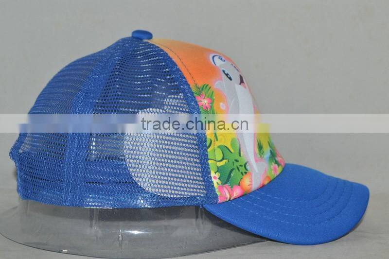 Guangzhou hat factory professional custom 100% cotton cute cartoon dolphin trucker hats