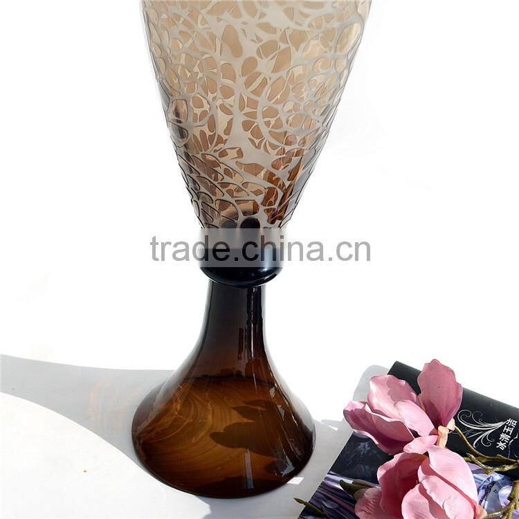 Different Design Handmade Art Wedding Decoration Flower Arrangement ,Tall Frosting Glass Vase