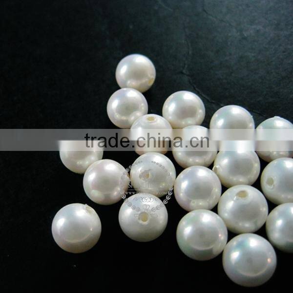 8mm half drilled white round artificial imitation mother of pearl shell pearl beads for earrings studs DIY supplies 3021048
