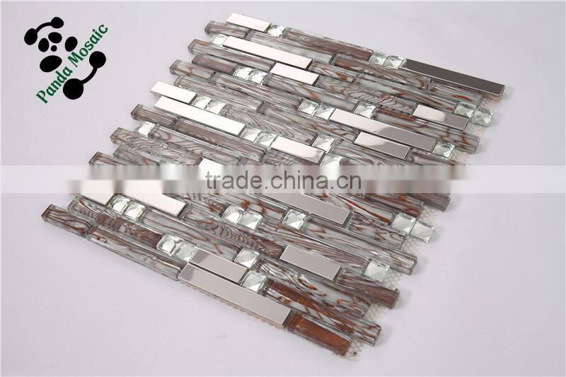 SMJ02 glass mosaic mixed resign and stone mosaic interior decoration tile