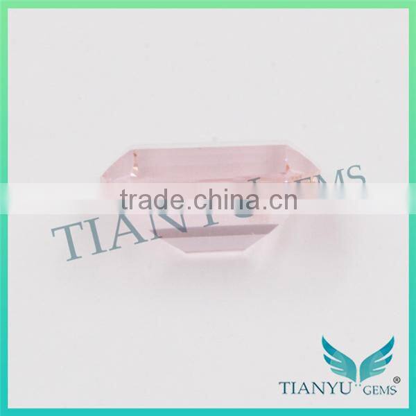Gemstone Processing 6*8mm Emerald Cut Russian Synthetic #1447 Super Light Pink Morganite Nano sital Nanosital