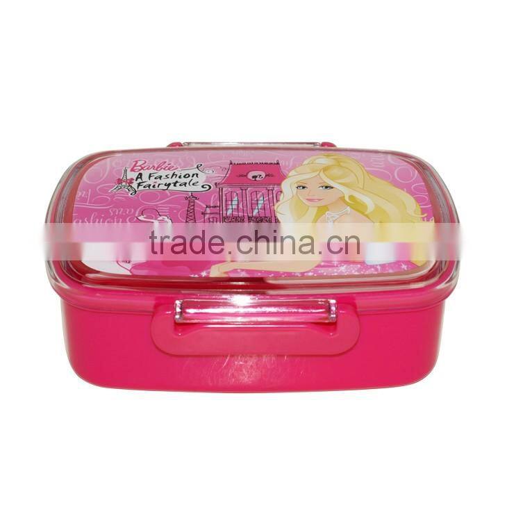 Factory audited foodgrade plastic lunch box with cartoon logo