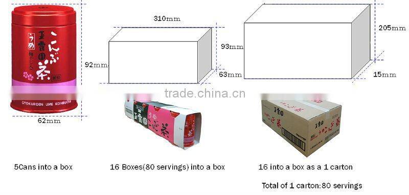 Instant healthy ume plum seaweed kelp tea soup in 40g can