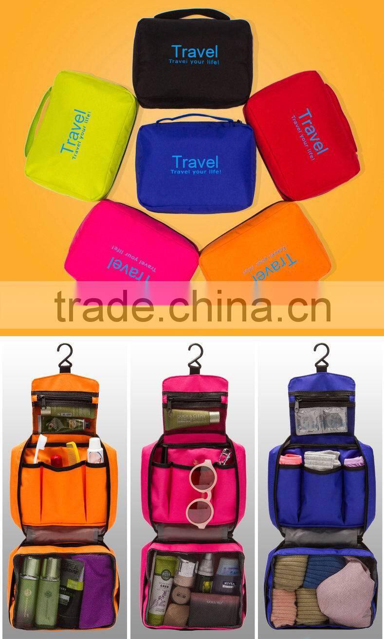 Hanging foldable cosmetic travel wash bag for men and women