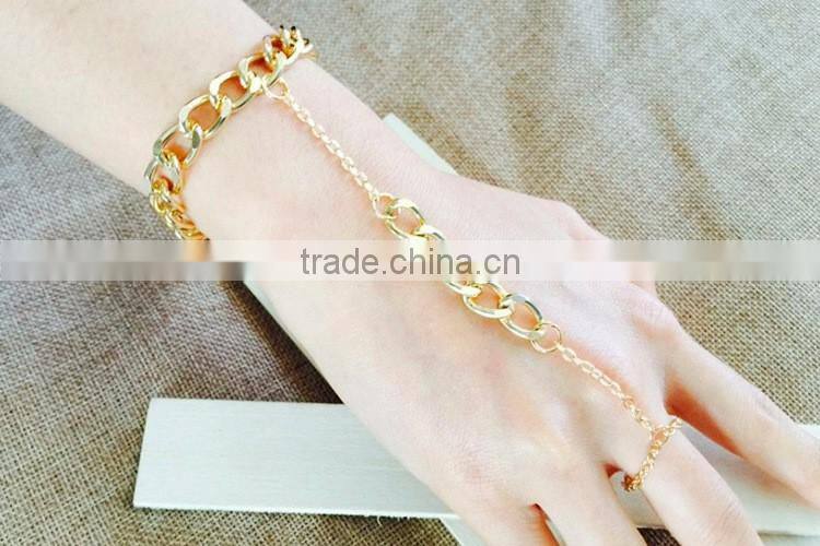 Saudi India wedding bridal gold chain bracelet rings