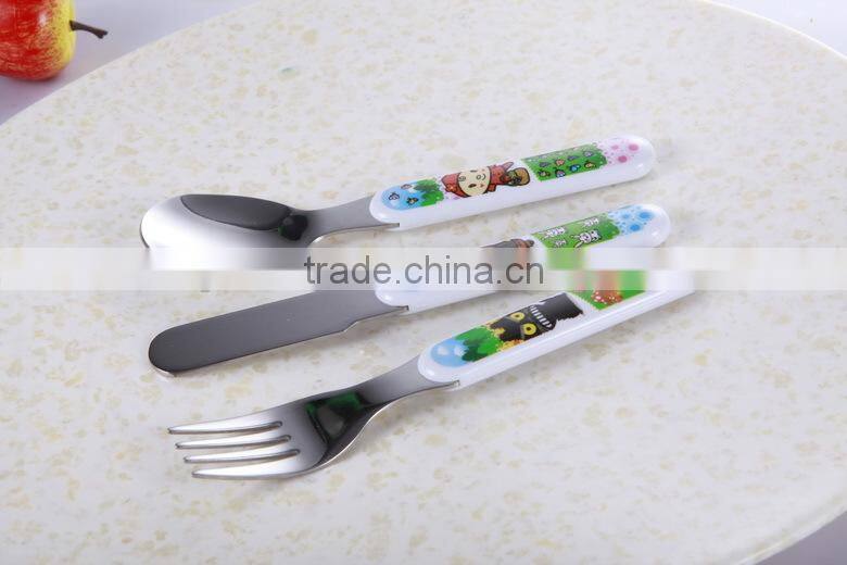 baby cutlery spoon and fork knife set with plastic handle