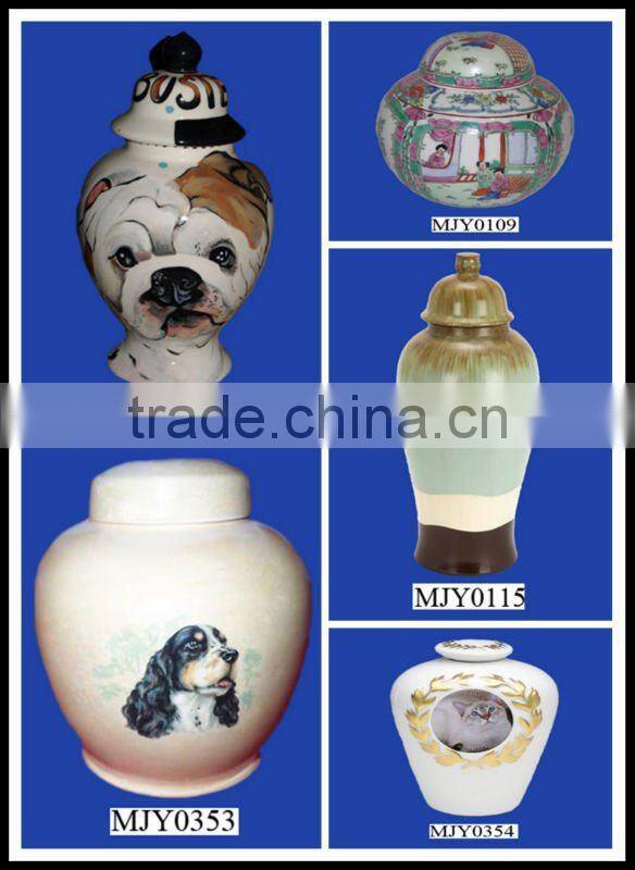 green ceramic ash urn