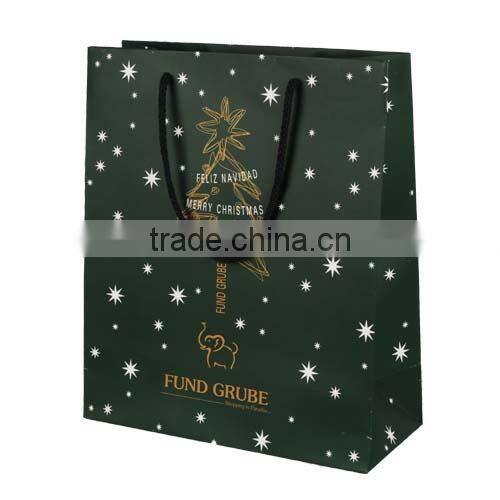 Beauty paper gift bag with polyester rope, pink print and nice design,OEM orders are welcome