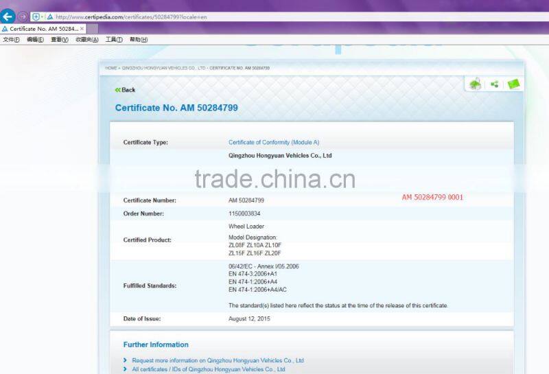 ZL15F Mini Wheel Loader with CE Farm Use /Qucik Hitch