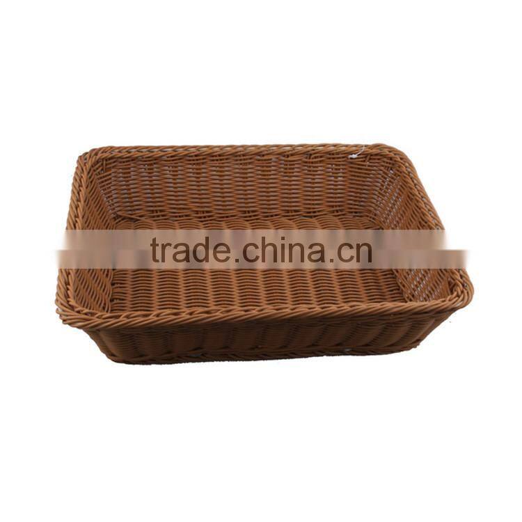 Plastic wikcer woven rectangular shape fruit vegetable display big basket