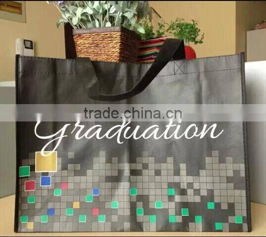wholesale customized non woven laminted double handle shopping bag