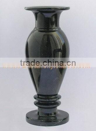 NATURAL JET BLACK MARBLE FLOWER VASES