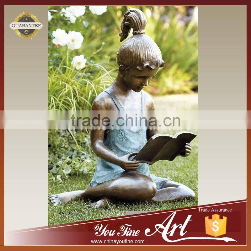 Life Size Beautiful Bronze Reading book GIrl Sculpture