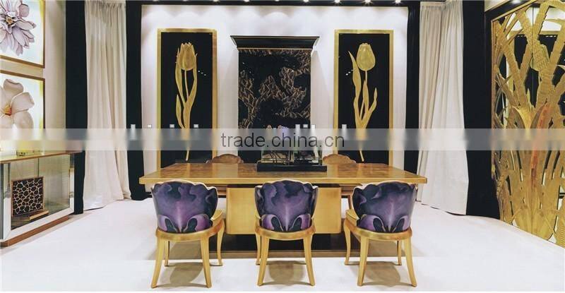 Neo-classical Contemporary Square Gold Leaf and Crystal Decorated Flower Stand