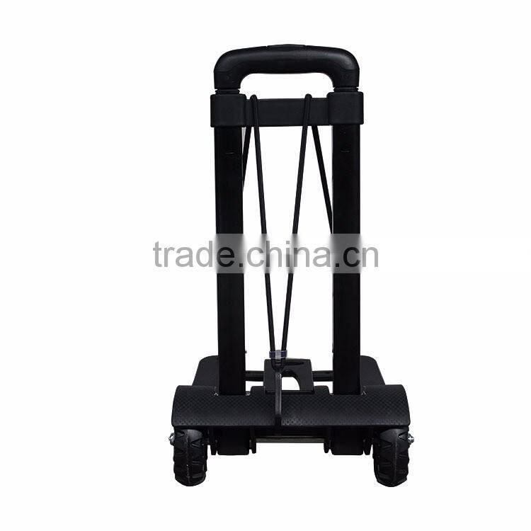 Mini Folding Shopping Cart with 2 Wheels/Lightweight Black Iron Alloy Folding Luggage Cart/ Portable Hand Trolley
