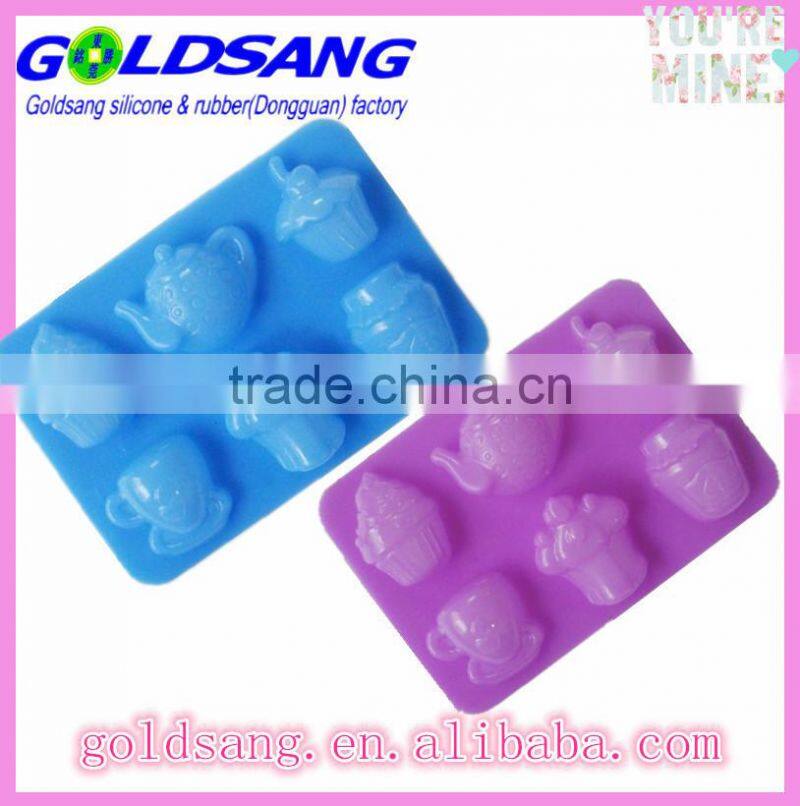 Hot Energy teapot shape Silicone Ice Cube Mold Maker Tray/ 6 cubes Jelly Mould