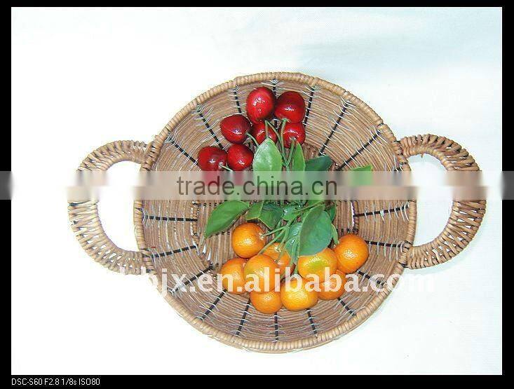 Round woven iron frame storage baskets made of paper rope