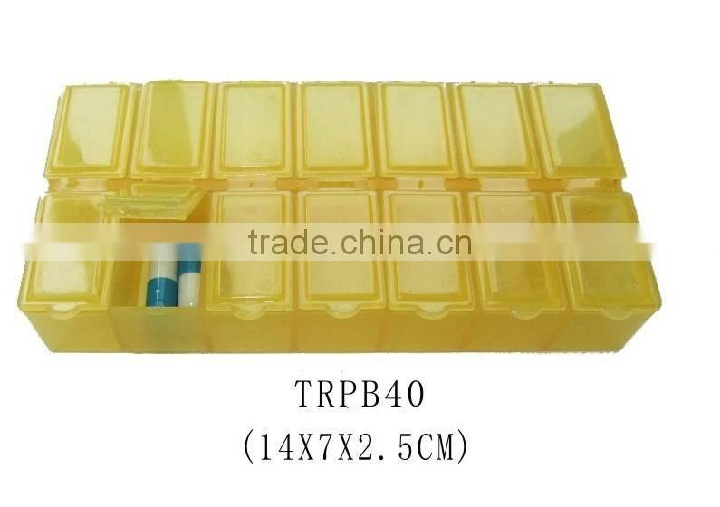 Promotional plastic 14 days eco-friendly travel medical pill box